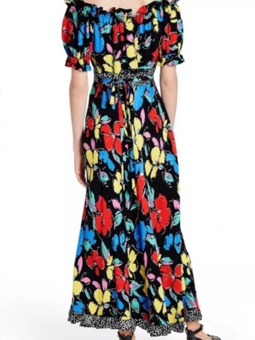 RIXO for Target black multi-color floral off-the-shoulder  maxi - size 6 - Picture 2 of 8